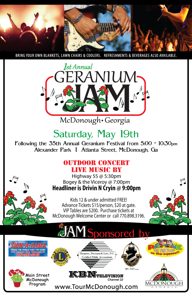 outdoor concert, Geranium Festival, Jam, live music, McDonough, Ga, Atlanta area, May 2012